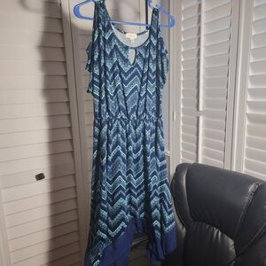 Espresso Navy and Teal High Low Dress